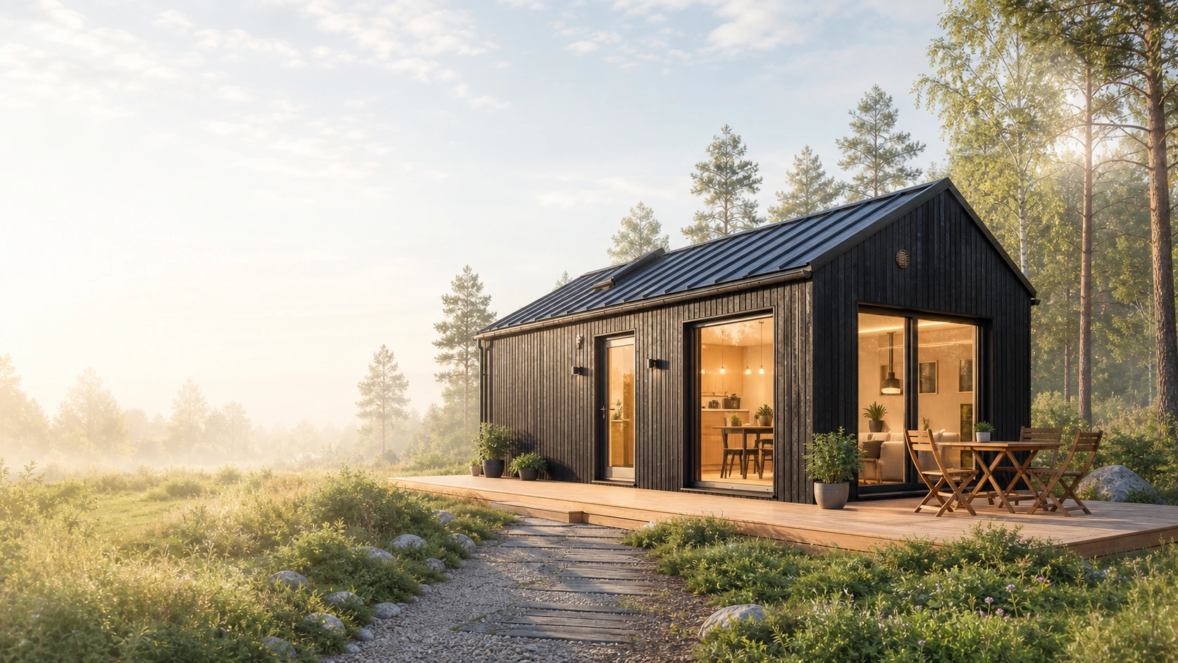 Moderne ferdighus i nordisk natur